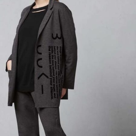 Giacca blazer curvy con scritte