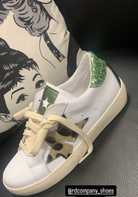 Sneackers bianca con lurex e animalier - immagine 2