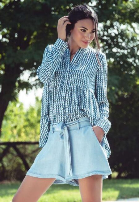 Flirt camicia manica lunga con godet
