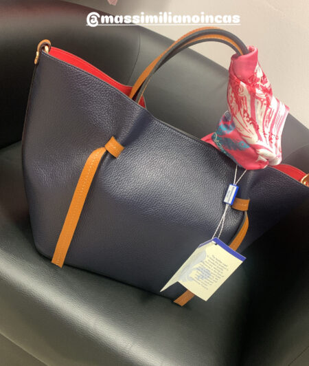 Borsa in vera pelle bicolore