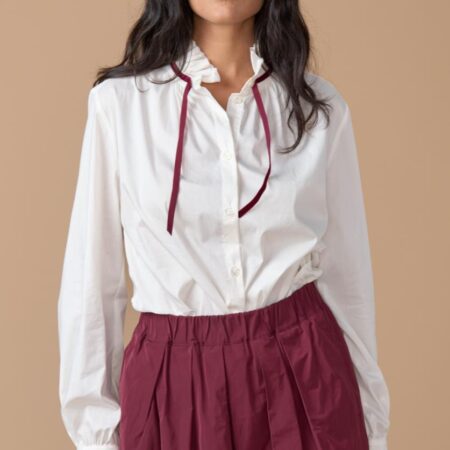 Il Vento & la Seta Camicia bianca con finiture bordeaux