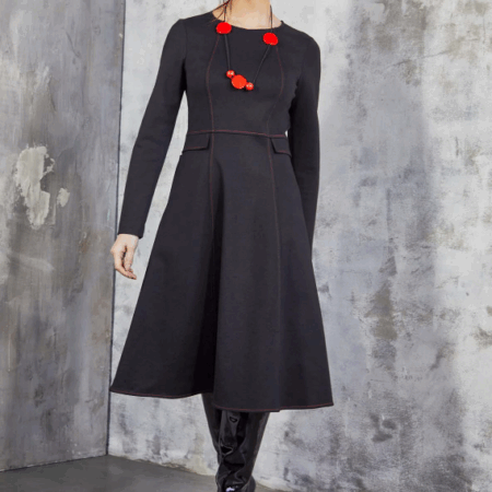 Victoria C abito profilature cuciture rosso