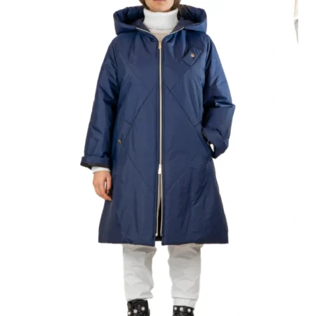 SophiaCurvy piumino medio-lungo con cappuccio zip oro