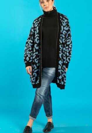 SophiaCurvy cardigan maculato blu e nero