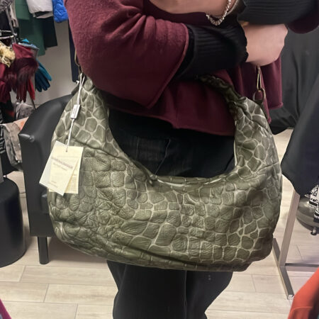 Borsa vera pelle effetto rettilato urban vintage