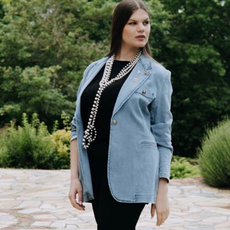 Sophiacurvy giacca denim con spille