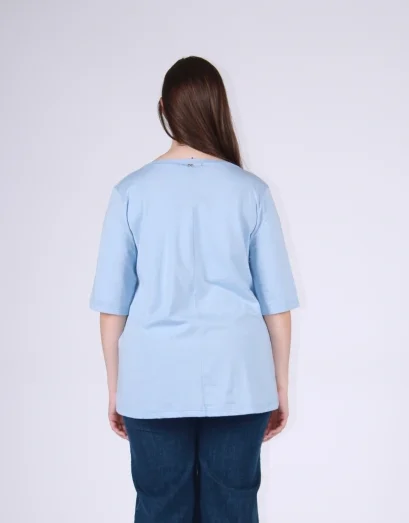 Sophiacurvy t-shirt strass collo in cotone - immagine 2
