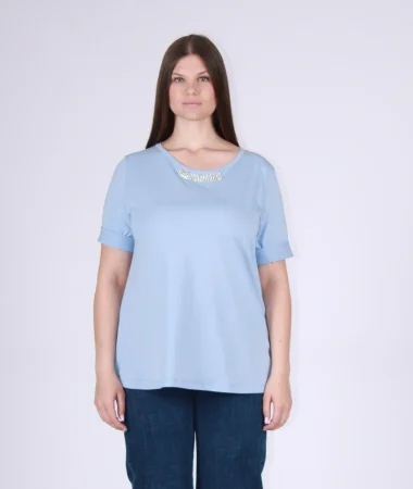 Sophiacurvy t-shirt strass collo in cotone