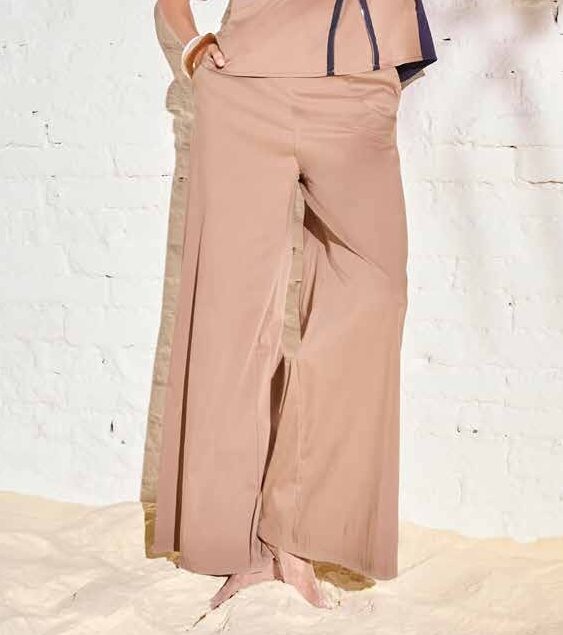 Flirt pantalone ampio in tela vela con elastico vita e tasche