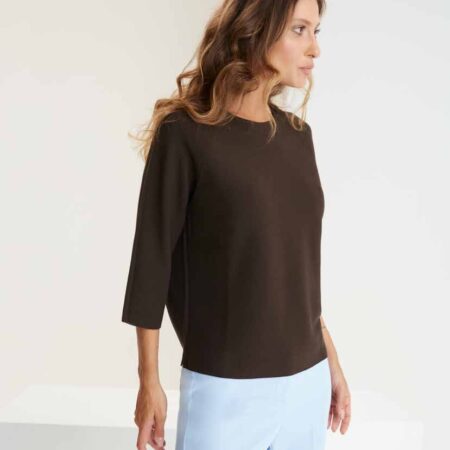 Simoncini maglia girocollo in cotone manica 3/4