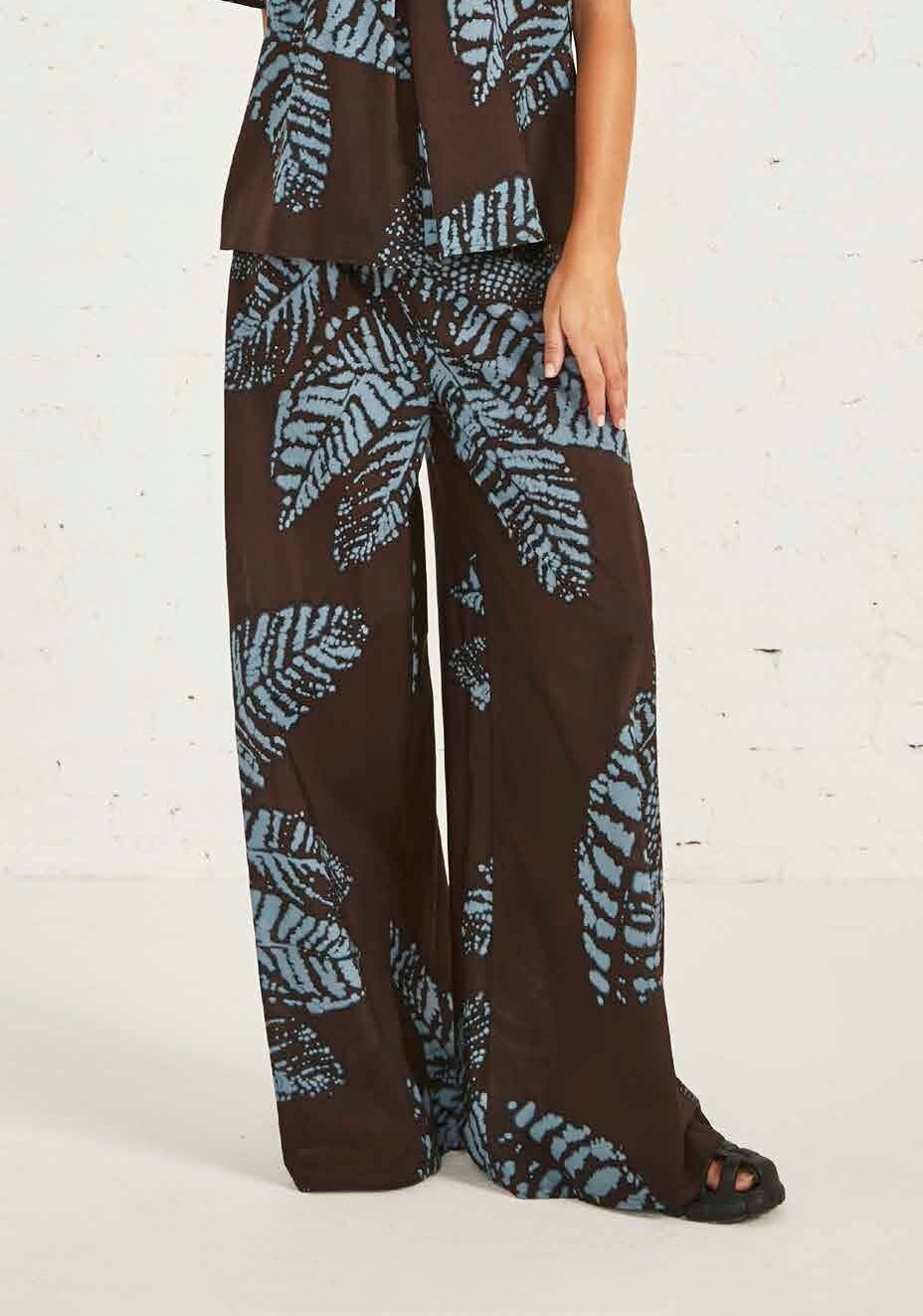 Victoria C pantalone palazzo moro/azzurro in cotone