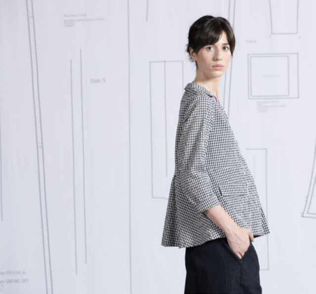 Neirami giacca a quadretti blu/bianco in cotone - immagine 2