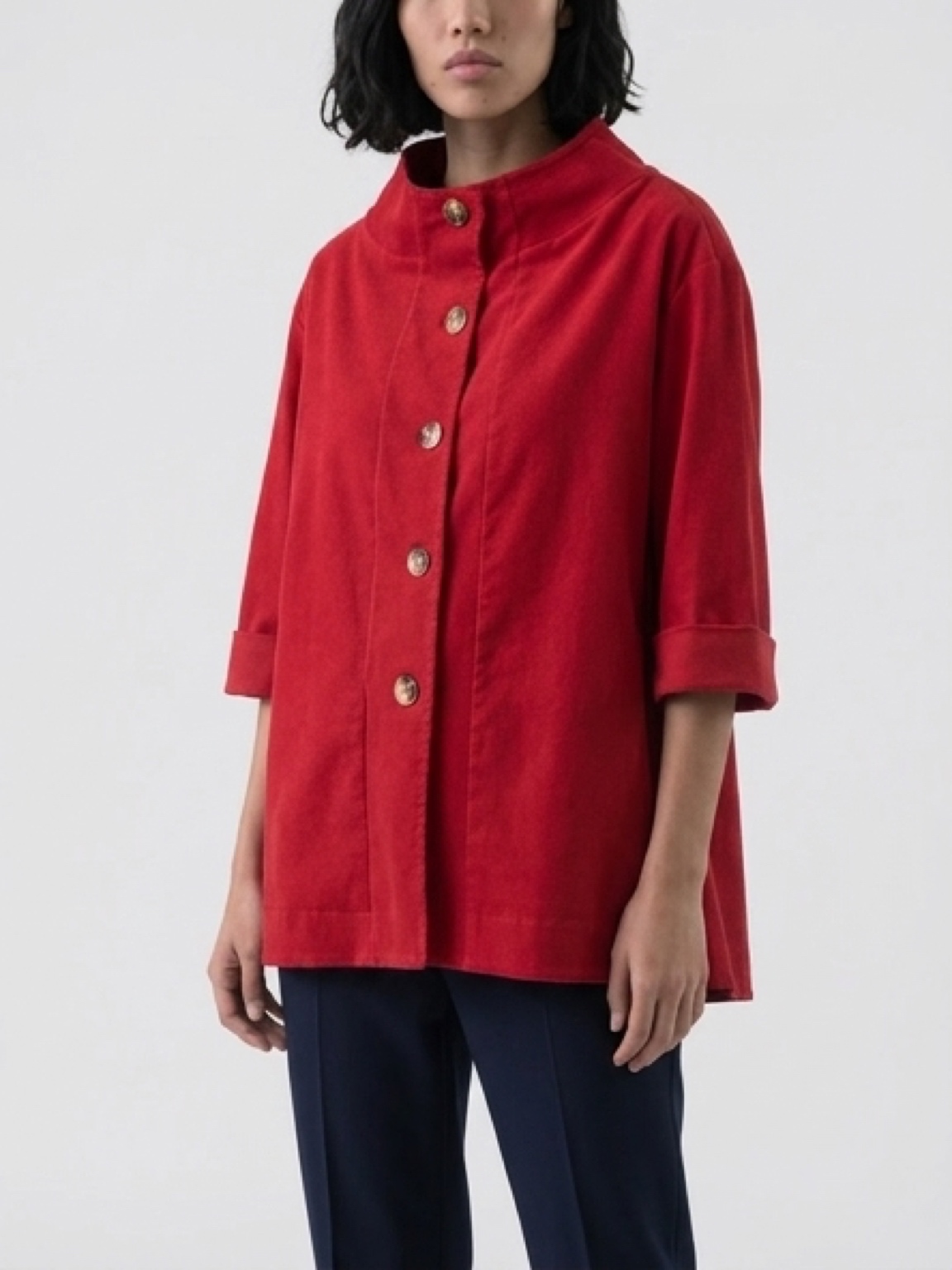 Karma giubbino denim rosso medio lungo