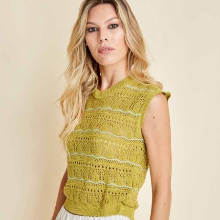 Flirt canotta ricamo ajour color pistacchio