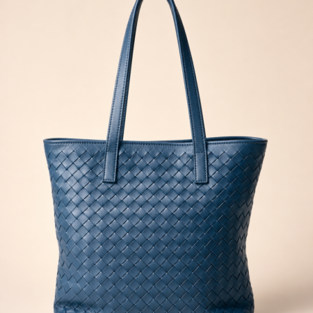 Borsa in pelle vintagge intrecciata color avio